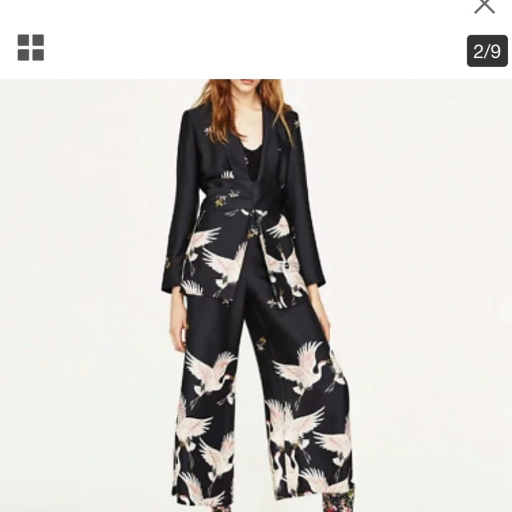SHEIN Crane Printed Kimono Set